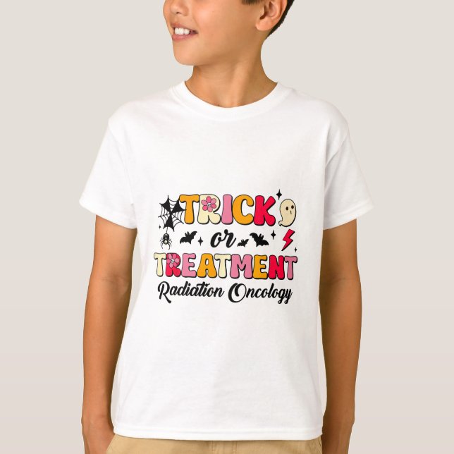 Trick Or Treatment Radiation Oncology Halloween  T-Shirt (Front)