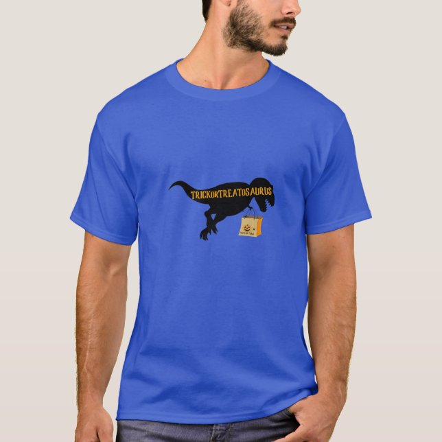 Trick Or Treatosaurus Halloween Dinosaur Silly T-Shirt (Front)