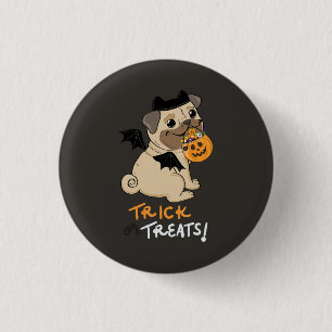 Trick or Treats Pug Costume 1 Inch Round Button