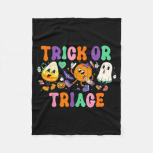 Trick Or Triage Nurse Ghost Pumpkin Halloween Fleece Blanket