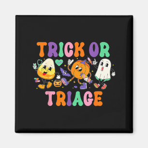 Trick Or Triage Nurse Ghost Pumpkin Halloween Magnet