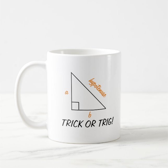 Trick or Trig Math Halloween Personalized Teacher Coffee Mug (Left)