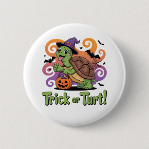 Trick or Turt Funny Turtle Halloween 2 Inch Round Button