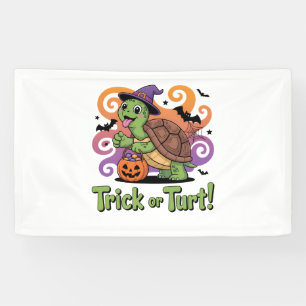 Trick or Turt Funny Turtle Halloween Banner