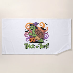 Trick or Turt Funny Turtle Halloween Beach Towel