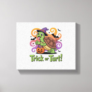 Trick or Turt Funny Turtle Halloween Canvas Print