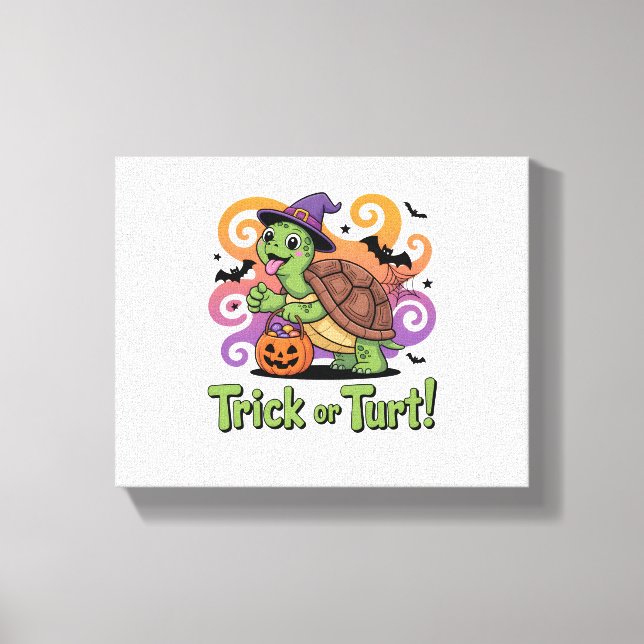 Trick or Turt Funny Turtle Halloween Canvas Print (Front)
