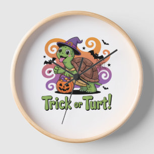 Trick or Turt Funny Turtle Halloween Clock