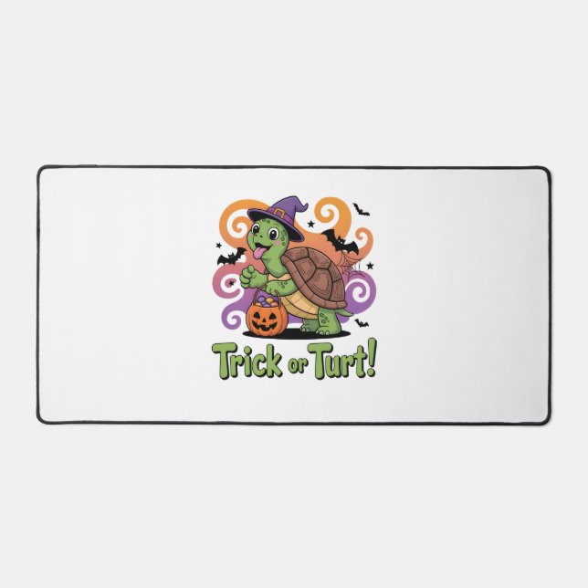 Trick or Turt Funny Turtle Halloween Desk Mat (Front)