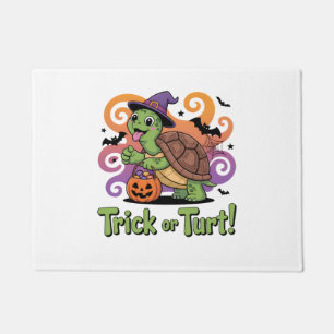 Trick or Turt Funny Turtle Halloween Doormat