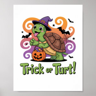 Trick or Turt Funny Turtle Halloween Poster