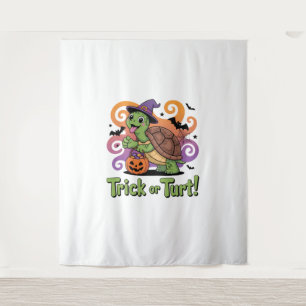 Trick or Turt Funny Turtle Halloween Tapestry