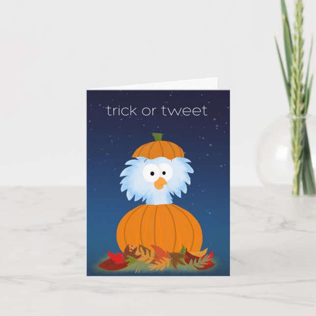 Trick or "Tweet" carte d'Halloween d'oiseau (Devant)