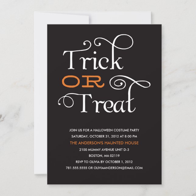 TRICK OU TRAITEMENT | HALLOWEEN PARTY INVITATION (Devant)