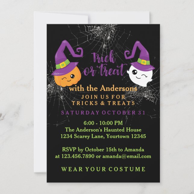 Trick ou traitement Invitation de fête d'Halloween (Devant)