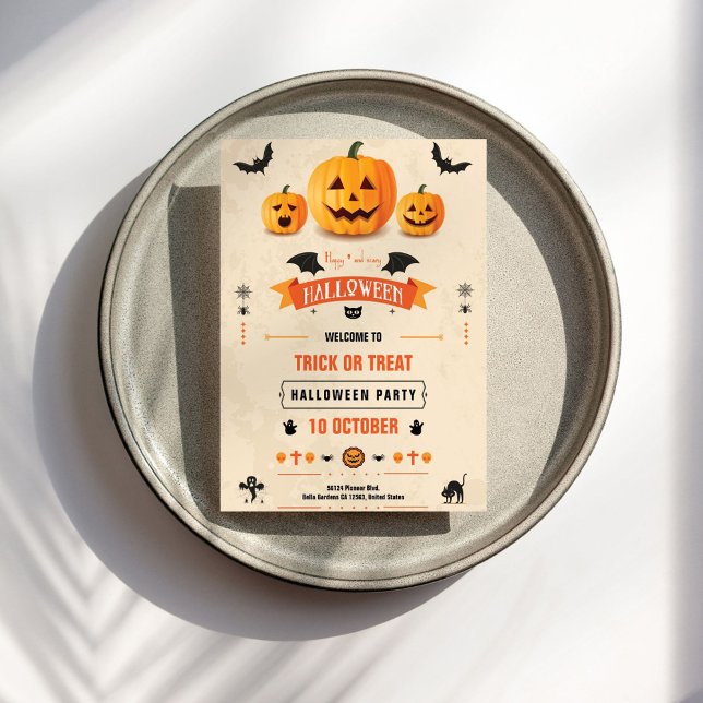 Trick ou traitement Invitation de fête d'Halloween (Créateur téléchargé)