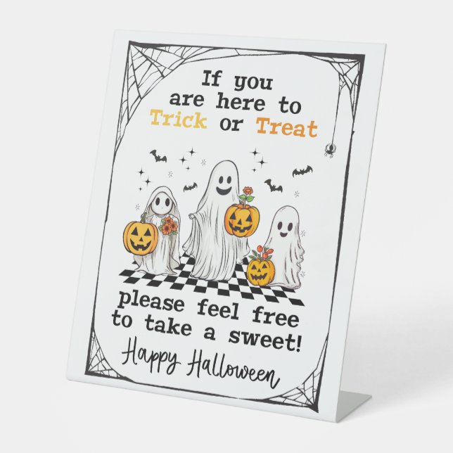 Trick ou traiter Halloween fantômes signe chocolat (Recto)