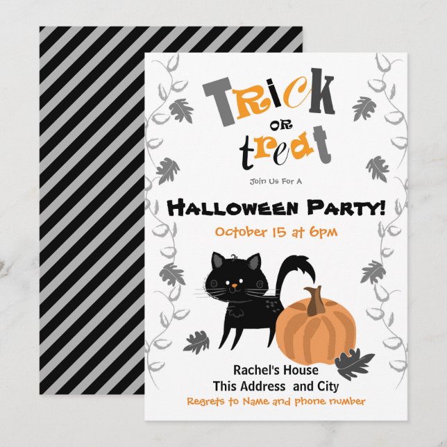 Trick ou traiter les invitations de fête d'Hallowe (Devant / Derrière)