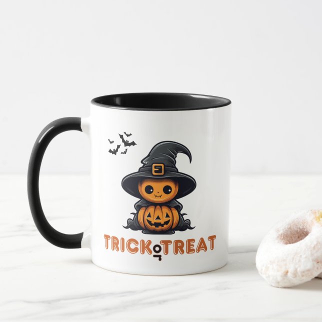 Trick ou Treat Citrouille Mug (Avec donut)