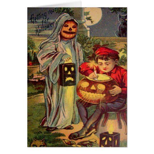 Trick R' Treat Ghost Jack O Lantern Pumpkin Card