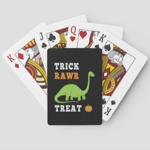 Trick Rawr Treat Cute Halloween Brontosaurus Dino Playing Cards