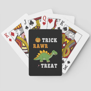 Trick Rawr Treat Cute Halloween Stegosaurus Dino Playing Cards