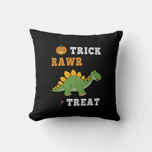 Trick Rawr Treat Cute Halloween Stegosaurus Dino Throw Pillow