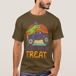 Trick Rawr Treat Dinosaur Monster Truck Halloween T-Shirt