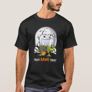 Trick Rawr Treat Halloween Dinosaur T Rex Ghost Bo T-Shirt