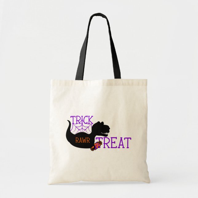 Trick Rawr Treat Halloween Dinosaur Tote Bag (Front)