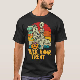 Trick Rawr Treat Skeleton Dino Toddler Boys Hallow T-Shirt