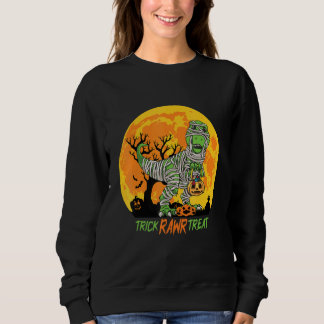 Trick Rawr Treat T Rex Dinosaur Mummy Boys Hallowe Sweatshirt
