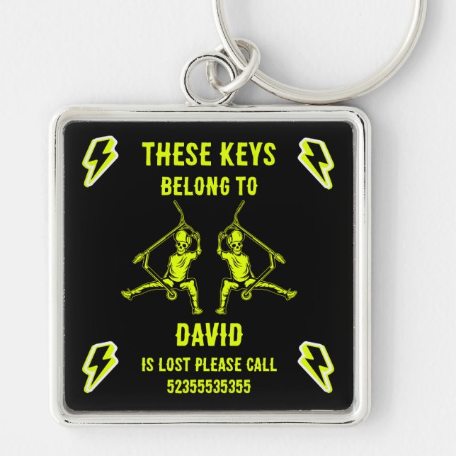 Trick Scooter Rider Name Keychain (Front)
