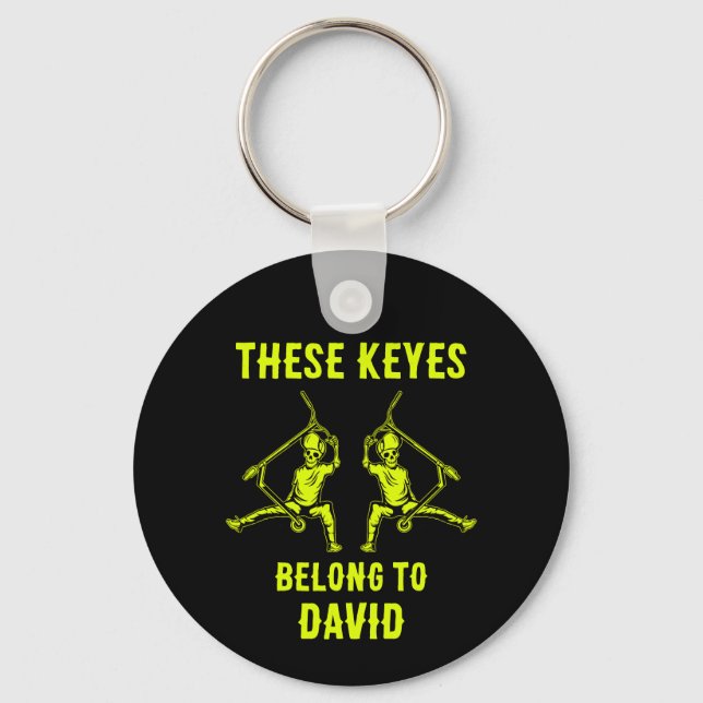 Trick Scooter Rider Name Keychain (Front)