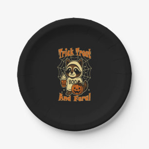 Trick Treat and Feral Cute Halloween Paper Plate