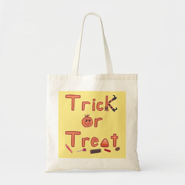 Trick, Treat Broom Witch Legs Candy Halloween Bags (Front)