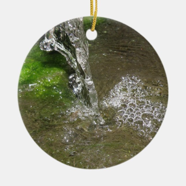 Trickling Waterfall Bubbling Water Ceramic Ornament (Front)