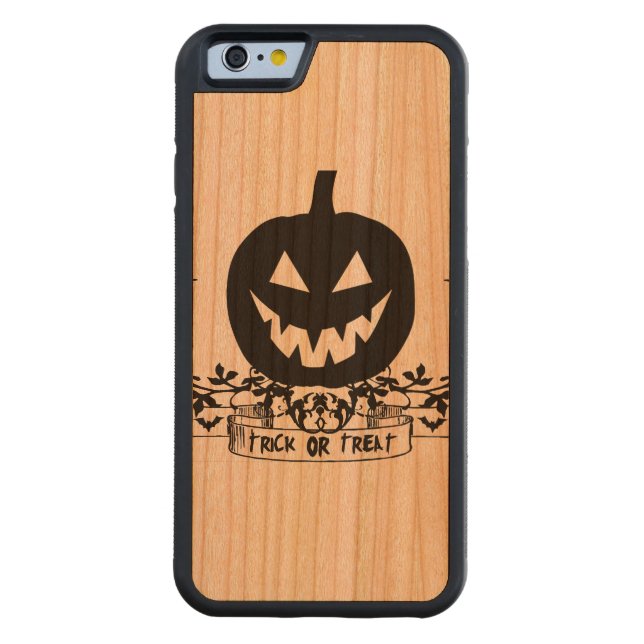 TrickorTreat Carved Wood iPhone Case (Back)