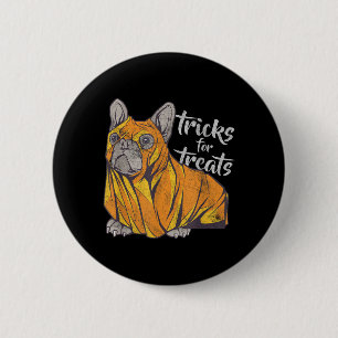 Tricks For Treats Cute Halloween Bulldog 2 Inch Round Button