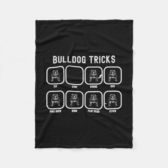 Tricks - Fun Bulldog Training Fails  Fleece Blanket (Front)