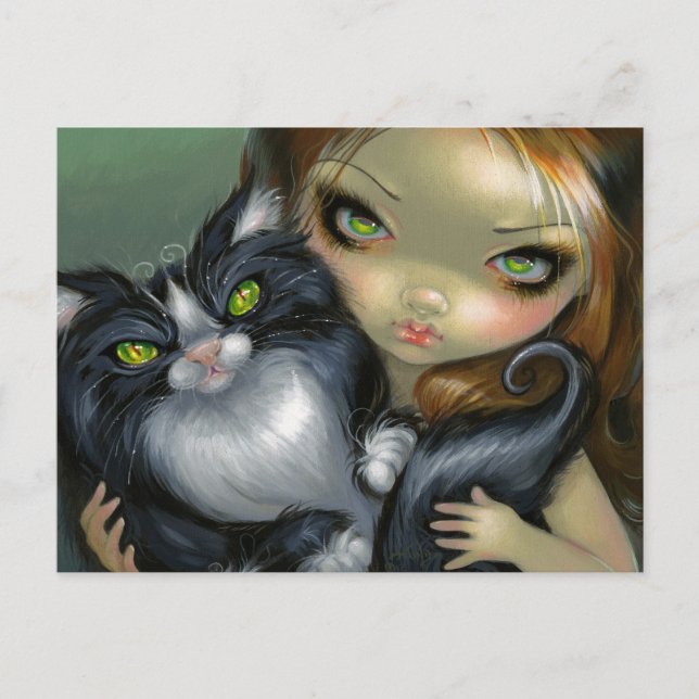 "Tricksy Tuxedo Cat" Postcard (Front)
