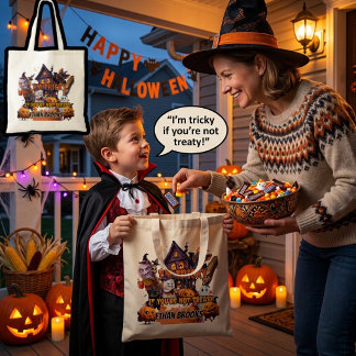 Tricky or Treaty Kids Halloween Candy Tote Bag