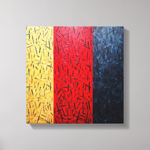 Tricolor Abstract Expressionism Canvas, Yellow Red Canvas Print