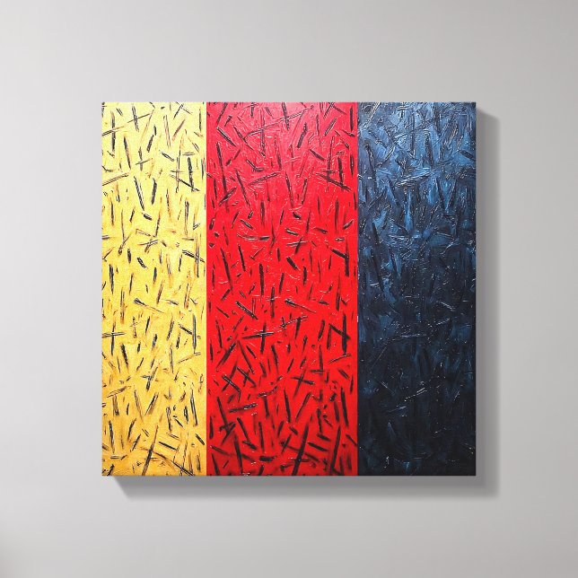 Tricolor Abstract Expressionism Canvas, Yellow Red Canvas Print (Front)