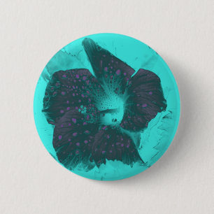 Tricolor Abstract Hibiscus 2 Inch Round Button