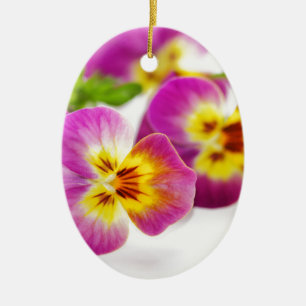 Tricolor   anniversary   flower   Pansy   cute   B Ceramic Ornament