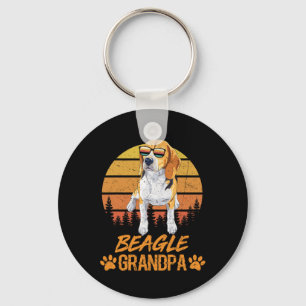 Tricolor Beagle Dog Grandpa Paw Dad Fathers Day Keychain