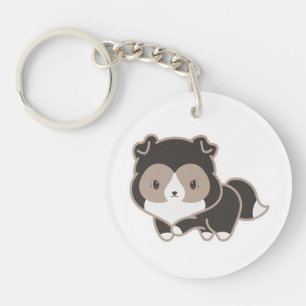 Tricolor Black Sheltie Keychain by Sheltieshire