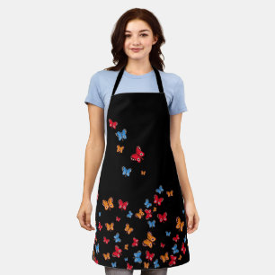 Tricolor Butterflies All-Over Print Apron