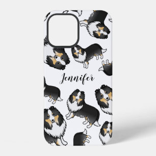 Tricolor Cartoon Sheltie Dog Pattern & Name iPhone 12 Case